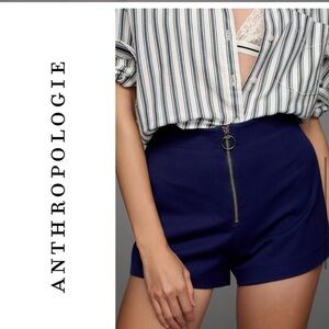 NWT Anthropologie Maeve Zipper Front Navy Shorts, Size 14